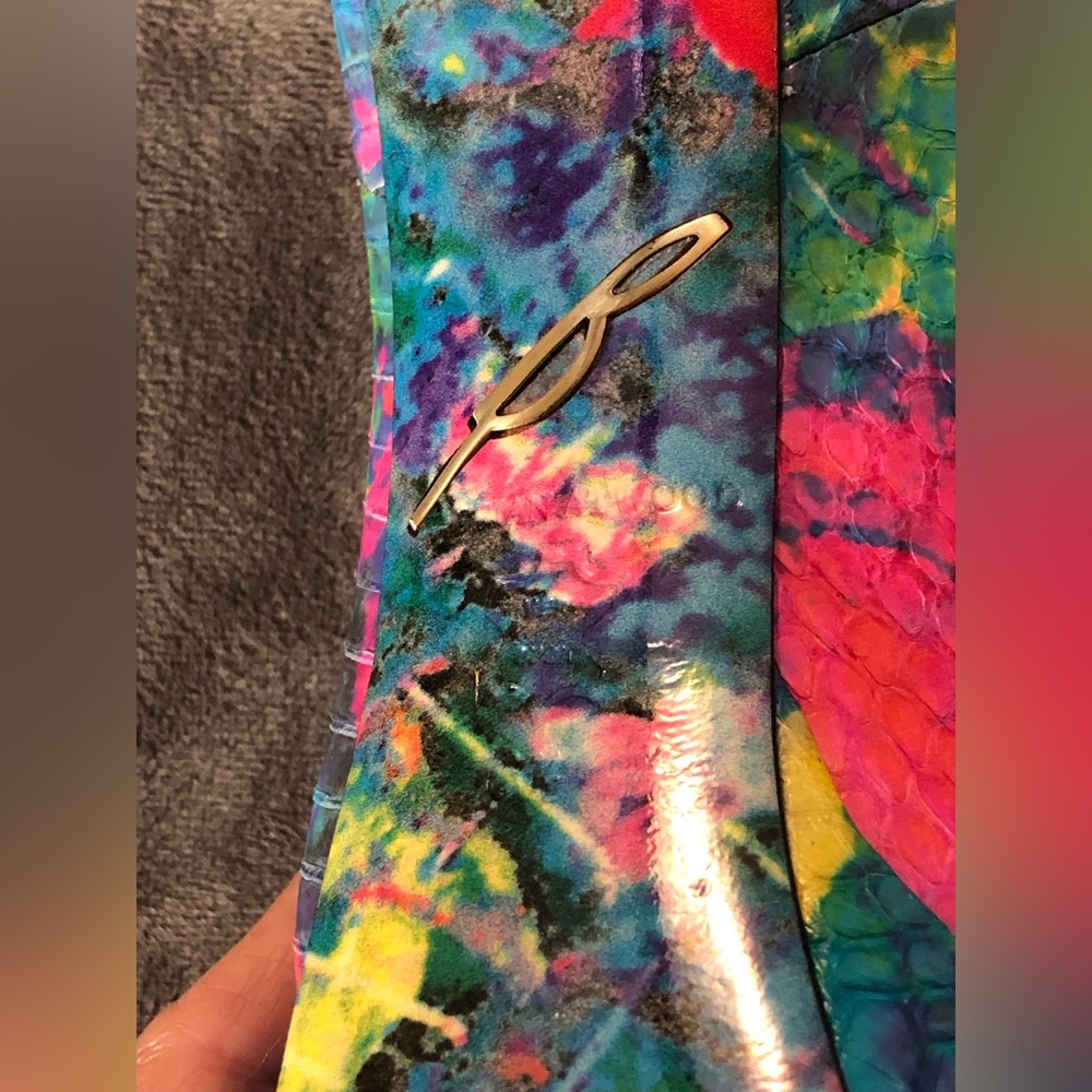 Brian Atwood multi-colored peep toe pumps size 6.5 - Picture 3 of 4